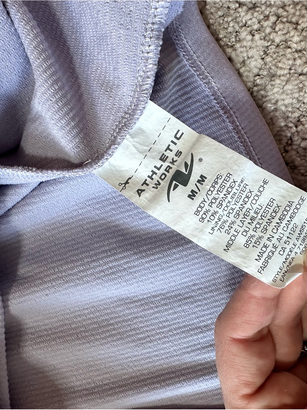 Athletic Works Ribbed Tank Top Medium Lavender Padded Built In Bra - Picture 7 of 8
